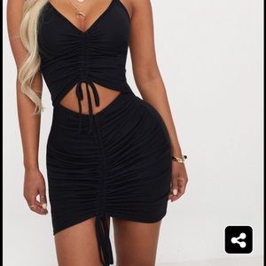 Black Ruched Cut Out Dress